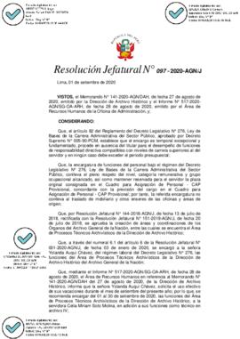Resolución Jefatural N° 097-2020-AGN/J