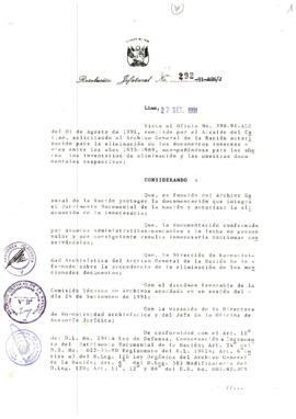 Resolución Jefatural N° 292-1991/AGN/J