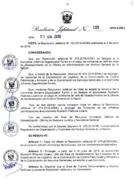 Resolución Jefatural N° 108-2019-AGN/J
