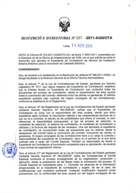 Resolución Directoral N° 051-2011-AGN/OTA