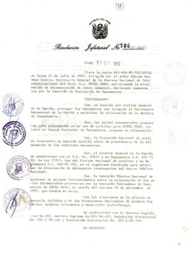 Resolución Jefatural N° 186-1992/AGN/J