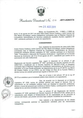 Resolución Directoral N° 016-2011-AGN/OTA
