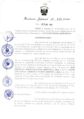 Resolución Jefatural N° 170-1999/AGN/J
