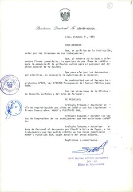 Resolución Directoral N° 89-84-AGN/OA