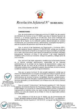 Resolución Jefatural N° 165-2020-AGN/J
