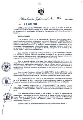 Resolución Jefatural N° 104-2019-AGN/J