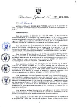 Resolución Jefatural N° 345-2018-AGN/J