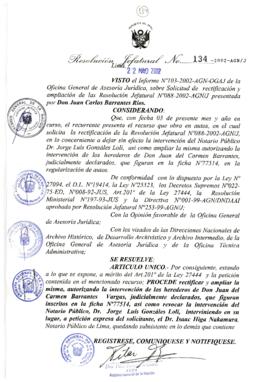 Resolución Jefatural N° 134-2002/AGN/J
