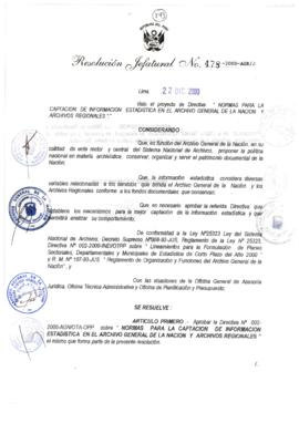 Resolución Jefatural N° 478-2000/AGN/J