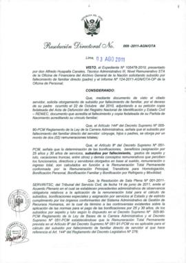 Resolución Directoral N° 009-2011-AGN/OTA