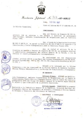Resolución Jefatural N° 021-1997/AGN/J