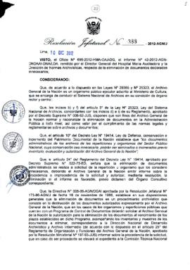 Resolución Jefatural N° 388-2012-AGN/J