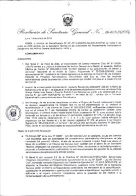 Resolución de Secretaría General N° 006-2019-AGN/SG