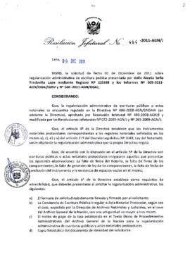 Resolución Jefatural N° 464-2011-AGN/J