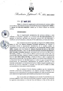 Resolución Jefatural N° 074-2012-AGN/J