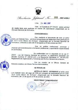 Resolución Jefatural N° 355-2007-AGN/J
