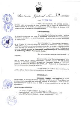Resolución Jefatural N° 378-2004-AGN/J