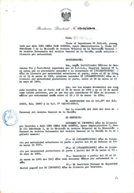 Resolución Directoral N° 29-84-AGN/OA