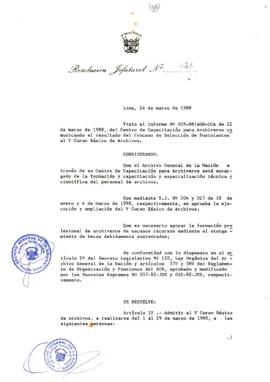 Resolución Jefatural N° 038-1988/AGN/J