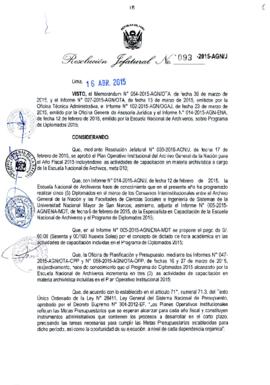 Resolución Jefatural N° 093-2015-AGN/J