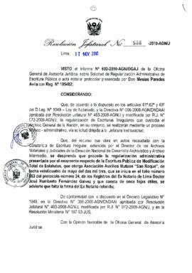 Resolución Jefatural N° 566-2010-AGN/J