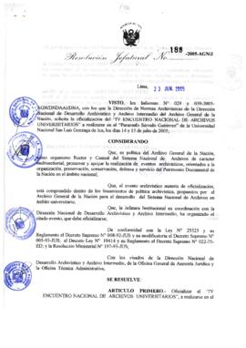 Resolución Jefatural N° 188-2005-AGN/J