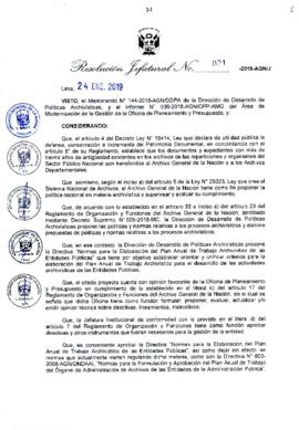 Resolución Jefatural N° 021-2019-AGN/J