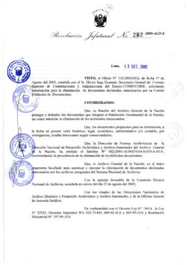 Resolución Jefatural N° 282-2005-AGN/J