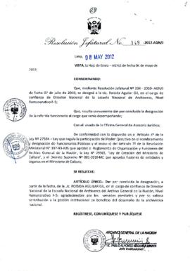 Resolución Jefatural N° 149-2012-AGN/J