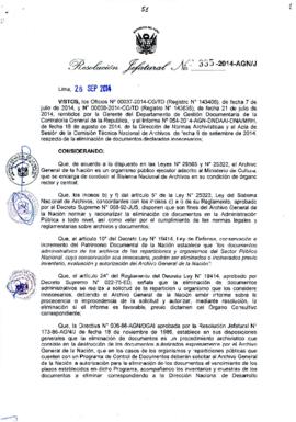 Resolución Jefatural N° 335-2014-AGN/J