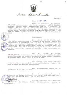 Resolución Jefatural N° 189-1994/AGN/J