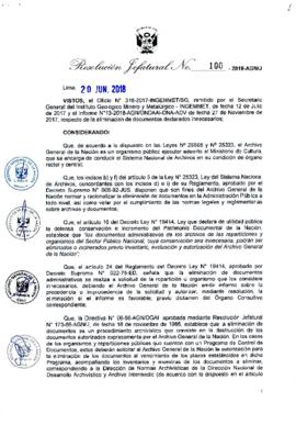 Resolución Jefatural N° 100-2018-AGN/J