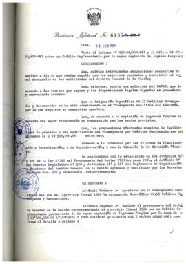 Resolución Jefatural N° 107-1984/AGN/J