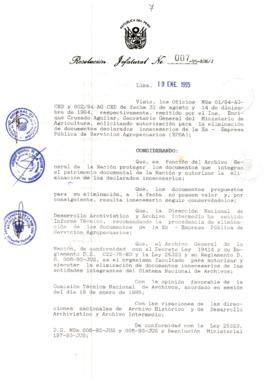 Resolución Jefatural N° 007-1995/AGN/J