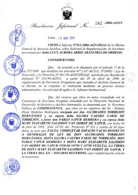 Resolución Jefatural N° 262-2004-AGN/J