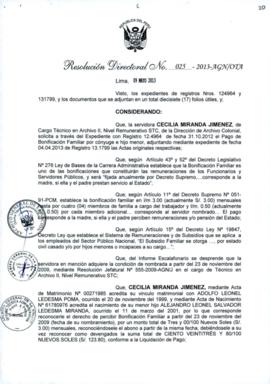 Resolución Directoral N° 025-2013-AGN/OTA