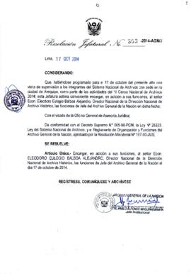 Resolución Jefatural N° 363-2014-AGN/J