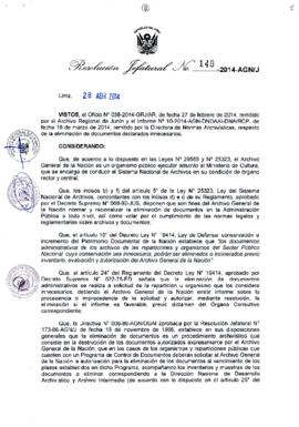 Resolución Jefatural N° 149-2014-AGN/J