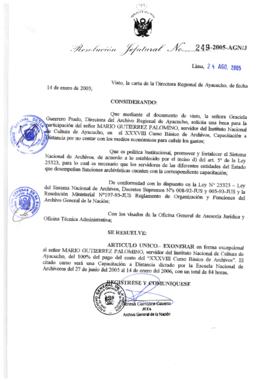 Resolución Jefatural N° 249-2005-AGN/J