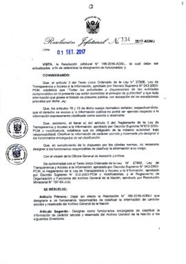 Resolución Jefatural N° 134-2017-AGN/J