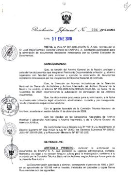 Resolución Jefatural N° 006-2010-AGN/J