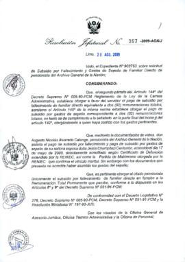 Resolución Jefatural N° 367-2009-AGN/J