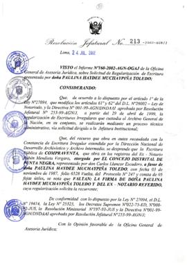 Resolución Jefatural N° 213-2002/AGN/J