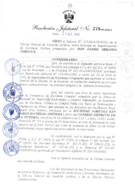 Resolución Jefatural N° 278-1999/AGN/J