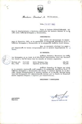 Resolución Directoral N° 87-83-AGN/OA