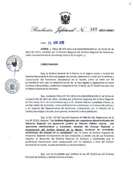 Resolución Jefatural N° 167-2013-AGN/J