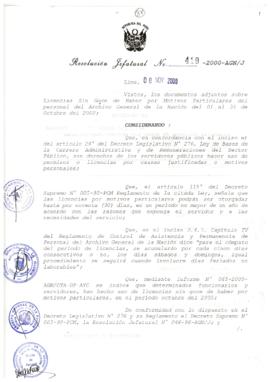 Resolución Jefatural N° 419-2000/AGN/J