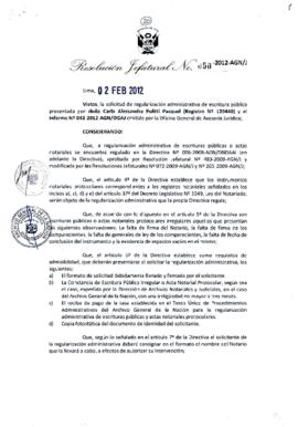 Resolución Jefatural N° 050-2012-AGN/J