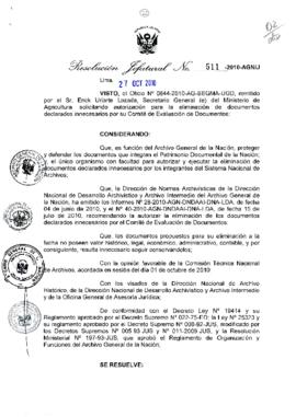 Resolución Jefatural N° 511-2010-AGN/J