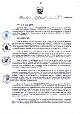 Resolución Jefatural N° 258-2018-AGN/J